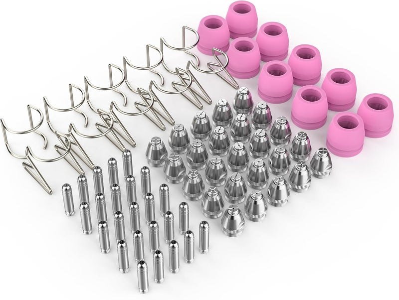 WelderElite Store 70-Piece AG60P Plasma Cutter Consumables Kit .045" – Tips Nozzles Electrodes Shield Cups Wire Guides for AG-60, AG-60P, SG-55, WSD-60 (With Storage Box) - Image 1